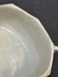 A Chinese Dehua blanc de Chine 'Marco Polo' censer and cover, Kangxi