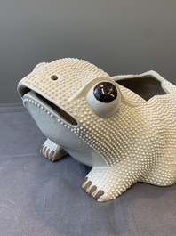 A pair of large Chinese white-glazed biscuit toad-form jardini&egrave;res, 18th C.