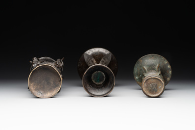 A collection of five Chinese bronze wares, Ming and later