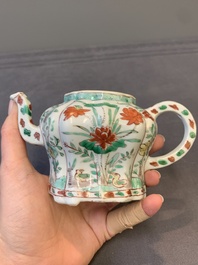 A Chinese famille verte 'lotus pond with ducks' teapot, Kangxi