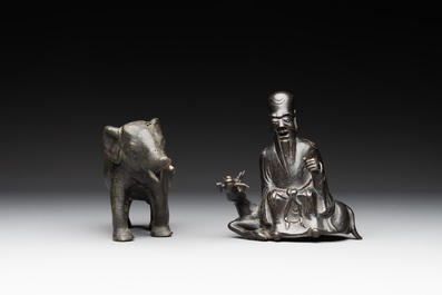 A collection of five Chinese bronze wares, Ming and later