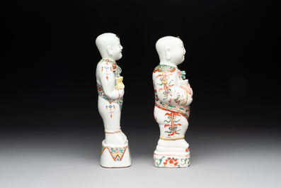 Five Chinese famille rose and verte wares, Kangxi/Qianlong
