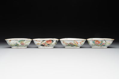 A Chinese famille rose sweetmeat set, a covered jar, a covered box and a jardini&egrave;re, 19th C.