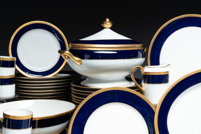 An impressive 94-piece gold-encrusted royal-blue-enamelled 'Palaiseau' service, Bernardaud, Limoges, 20th C.