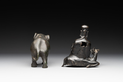 A collection of five Chinese bronze wares, Ming and later