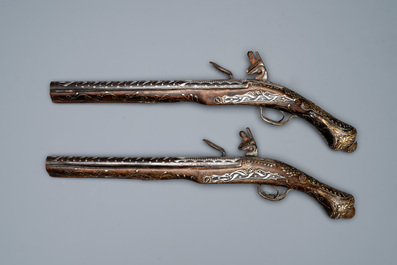 Two Moroccan percussion pistols, 19th C.