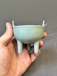 A rare Chinese Longquan celadon tripod 'ding-form' censer, Southern Song