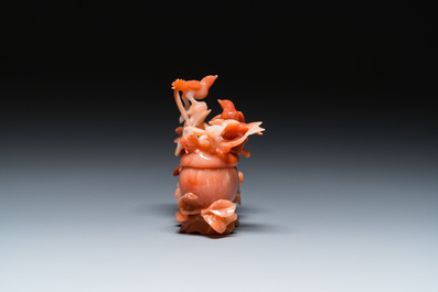 A Chinese emerald green jadeite 'birds' group, a goldstone Buddha, a carnelian group and two censers, 19/20th C.