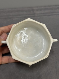 A Chinese Dehua blanc de Chine 'Marco Polo' censer and cover, Kangxi