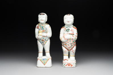 Five Chinese famille rose and verte wares, Kangxi/Qianlong