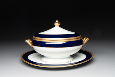 An impressive 94-piece gold-encrusted royal-blue-enamelled 'Palaiseau' service, Bernardaud, Limoges, 20th C.
