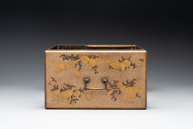 A Japanese lacquerware picnic set with two sake bottles, Meiji, 19th C.