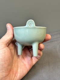 A rare Chinese Longquan celadon tripod 'ding-form' censer, Southern Song