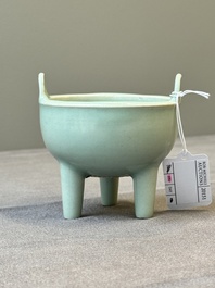 A rare Chinese Longquan celadon tripod 'ding-form' censer, Southern Song