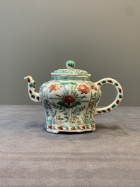 A Chinese famille verte 'lotus pond with ducks' teapot, Kangxi
