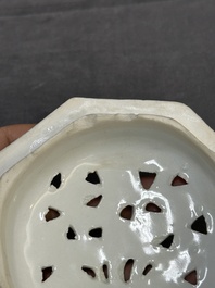 A Chinese Dehua blanc de Chine 'Marco Polo' censer and cover, Kangxi