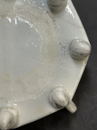 A Chinese Dehua blanc de Chine 'Marco Polo' censer and cover, Kangxi