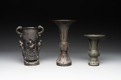 A collection of five Chinese bronze wares, Ming and later
