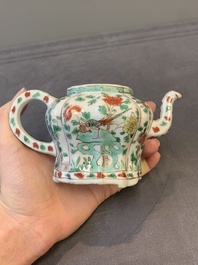 A Chinese famille verte 'lotus pond with ducks' teapot, Kangxi