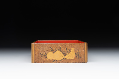 A Japanese lacquerware picnic set with two sake bottles, Meiji, 19th C.