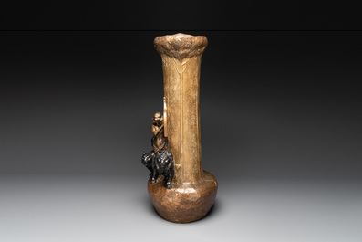 An Art Nouveau terracotta 'Orpheus with Lions' vase by Adolphe-Jean Lavergne for Goldscheider, ca. 1900