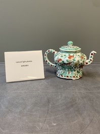 A Chinese famille verte 'lotus pond with ducks' teapot, Kangxi