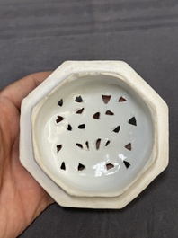 A Chinese Dehua blanc de Chine 'Marco Polo' censer and cover, Kangxi