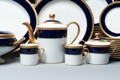 An impressive 94-piece gold-encrusted royal-blue-enamelled 'Palaiseau' service, Bernardaud, Limoges, 20th C.