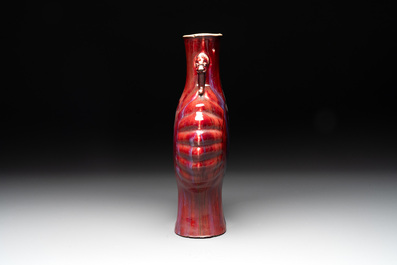 A Chinese flamb&eacute;-glazed moonflask vase, 19th C.