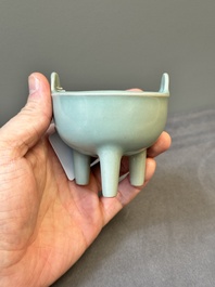 A rare Chinese Longquan celadon tripod 'ding-form' censer, Southern Song