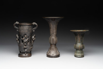 A collection of five Chinese bronze wares, Ming and later