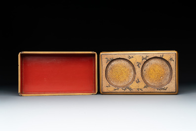 A Japanese lacquerware picnic set with two sake bottles, Meiji, 19th C.