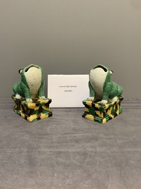 A pair of Chinese sancai-glazed toads, Kangxi