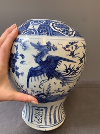 A Chinese blue and white 'birds among flowering branches' vase, Wanli
