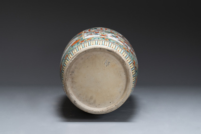 A large Chinese famille verte '100 boys' vase, 19th C.