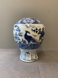 A Chinese blue and white 'birds among flowering branches' vase, Wanli