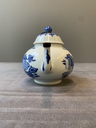 A Chinese blue and white 'antiquities' teapot, Jiajing mark, Kangxi