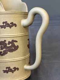 A pair of very rare Chinese Yixing stoneware 'duomuhu' ewers and covers, Kangxi