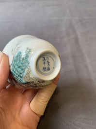 A fine Chinese falangcai 'peacock and plum blossom' cup, Yongzheng mark and of the period