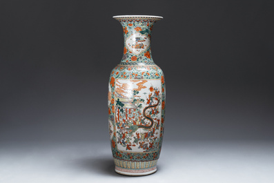 A large Chinese famille verte '100 boys' vase, 19th C.