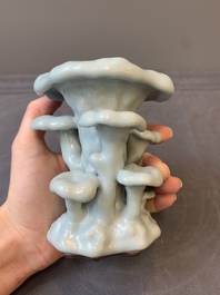 A Chinese clair-de-lune-glazed lingzhi-form vase, Qianlong mark and possibly of the period