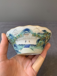 Two Chinese famille rose 'peach' and 'landscape' bowls, Tongzhi and Guangxu marks and of the period