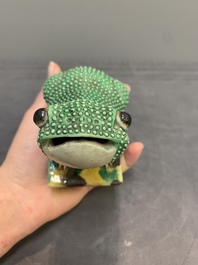 A pair of Chinese sancai-glazed toads, Kangxi