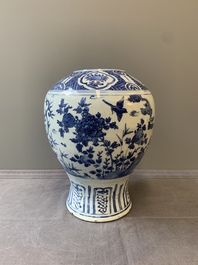 A Chinese blue and white 'birds among flowering branches' vase, Wanli