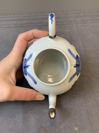 A Chinese blue and white 'antiquities' teapot, Jiajing mark, Kangxi