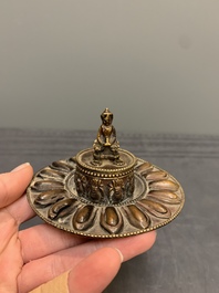 Three Tibetan bronze vajra and a copper incense burner, 18/20th C.