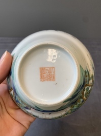 Two Chinese famille rose 'peach' and 'landscape' bowls, Tongzhi and Guangxu marks and of the period