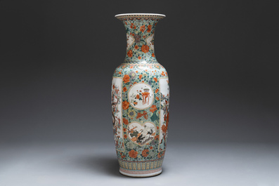A large Chinese famille verte '100 boys' vase, 19th C.