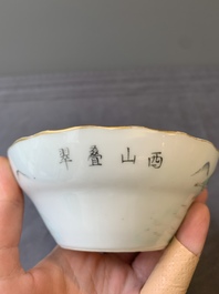 Two Chinese famille rose 'peach' and 'landscape' bowls, Tongzhi and Guangxu marks and of the period