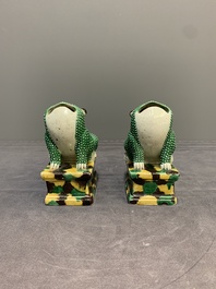 A pair of Chinese sancai-glazed toads, Kangxi